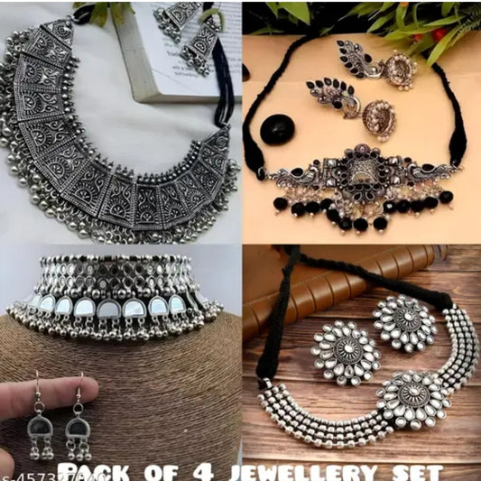Combo Pack of 4 Trending Oxidised Jwellery Set